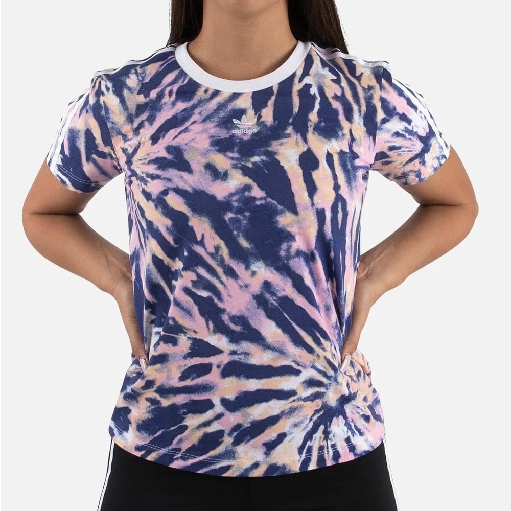 Adidas Women's Short Sleeve Tie-Dye Tee - Purple and Pink